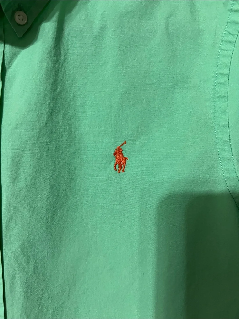 Ralph Lauren youth boys Short-Sleeve Button-Down Shirt - Mint Green 14/16.